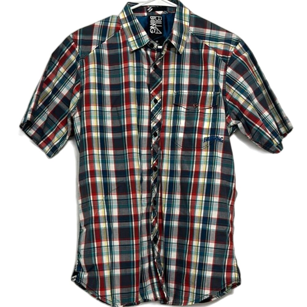 Billabong Button Front Plaid Mens Shirt Medium Skater Vintage Beach Y2K 90s
